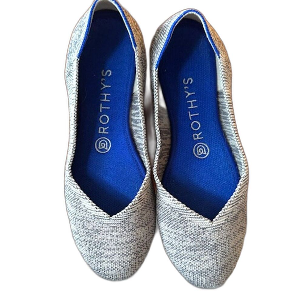 ROTHY'S "HARPER" TAUPE HEATHER GRAY ROUND TOE BALLET FLATS SIZE 7.5